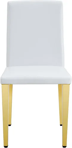 Miniatura 5 de Juego de 4 sillas de respaldo de piel sintética blanca con patas de metal plateado. La combinación perfecta, adecuada para estilos minimalistas