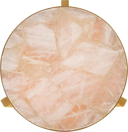 Miniatura 8 de Kate and Laurel Aguilar - Mesa moderna para bebidas, 9 x 9 x 23 pulgadas, rosa y dorado, mesa decorativa de cuarzo rosa genuino para espacios