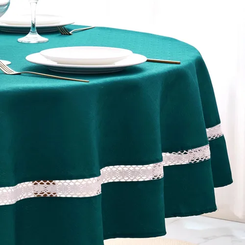 Miniatura 10 de EHouseHome Mantel de tela resistente con encaje blanco, impermeable, sin arrugas, resistente a las manchas, a prueba de aceite, para comedor