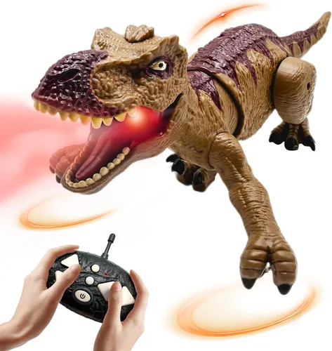 Miniatura 10 de Juguetes de dinosaurio a control remoto para niños de 3-5, 5-7, 8-12, 10-12, juguete electrónico RC T Rex Dino robot para niños, los mejores regalos