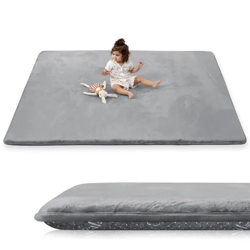 Miniatura 29 de Tapete de cama de bebé de 1.3 pulgadas de grosor para dormitorio, tapete básico de espuma acolchada suave de felpa de 28 x 72 pulgadas con acolchado