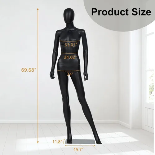 Miniatura 6 de kinbor Maniquí femenino de cuerpo completo – Cuerpo de maniquíes realistas de 70 pulgadas con brazos ajustables, piernas y cabeza giratoria
