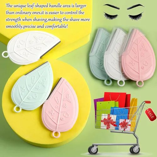 Miniatura 4 de ONEUPIN Juego de 12 recortadoras de cejas, hojas de acero inoxidable, curvadas para cejas, afeitadora facial, moldeador de cejas adecuado para Verde