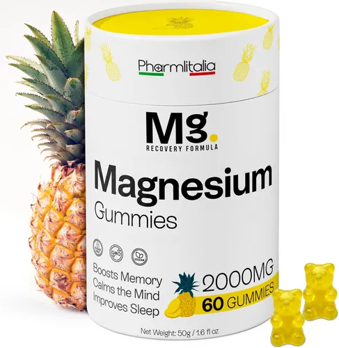 Gomitas de magnesio L-treonato para adultos y niños, 2000 mg, suplementos cerebrales para memoria y concentración, gomitas de magnesio calmantes