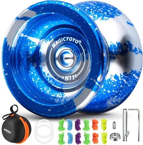 Miniatura 11 de MAGICYOYO Paquete de Regalo de 2 Yoyos - Yoyo Sensible K2 de Cristal y Yoyo Metálico No Sensible N11, Yoyo de Doble Propósito para Niños y Adultos