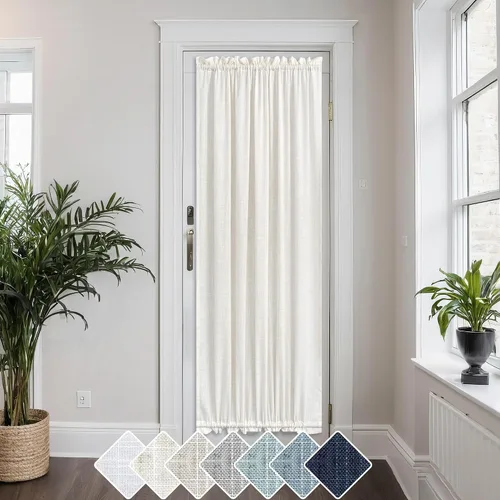 Miniatura 31 de KOUFALL Cortinas de luz lateral para puerta de 72 pulgadas de largo para ventanas laterales, mezcla de lino, protección de privacidad, filtrado