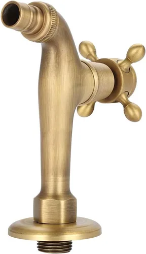 Miniatura 7 de Grifo de lavadora antiguo de cobre puro cepillado a mano clásico europeo para lavadora grifo de agua montado en la pared (1#)