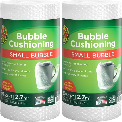 Miniatura 7 de Duck Brand Bubble Wrap - Embalaje protector original, 12 pulgadas de ancho x 30 pies de largo, rollo individual (393251), transparente