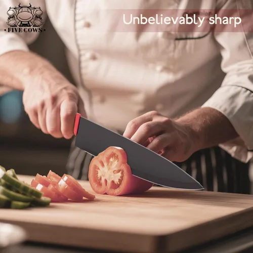 Miniatura 5 de Juego de 14 piezas de bloque de cuchillos de cocina con afilador, cuchillos de chef de acero inoxidable de alto carbono alemán, hoja de afeitar Rojo