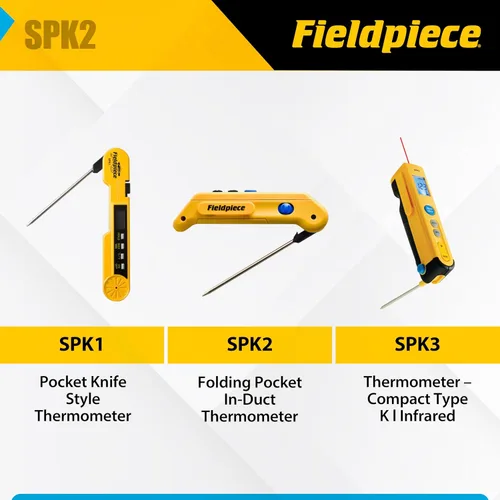 Miniatura 4 de Fieldpiece SPK2 termómetro plegable de bolsillo en canal con control Max/Min y sonda de acero inoxidable