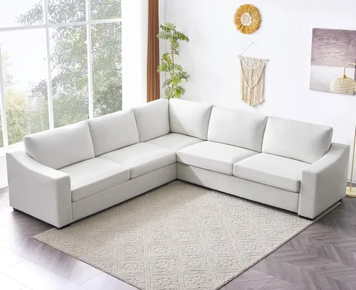 Miniatura 21 de ELUCHANG Sofá moderno de 85 pulgadas para sala de estar, sofá de lino natural de 3 plazas con asientos extra profundos, cojín tapizado y funda