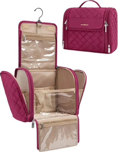 Miniatura 8 de BAGSMART Neceser de viaje para maquillaje con gancho para colgar, bolsa de cosméticos, organizador de gran capacidad, resistente al agua, para Beige