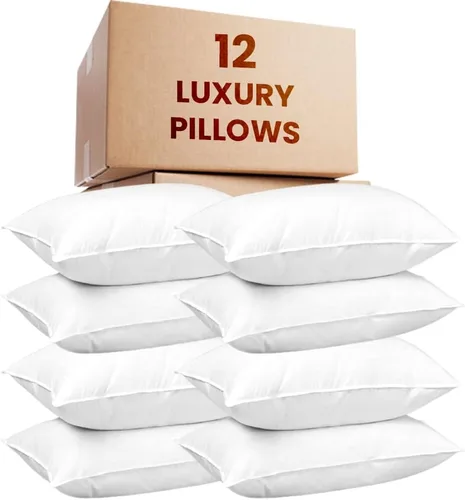 Miniatura 11 de Ryotei - Paquete de 12 almohadas alternativas de plumón estándar (20 x 26) – Funda 100% algodón T-235 – Almohada firme de calidad de hotel