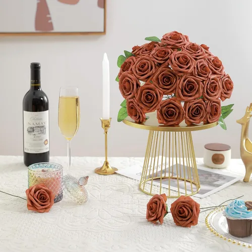 Miniatura 3 de Juego de flores artificiales, flores falsas para bricolaje, centros de mesa para bebé, ramo de novia, ramo de boda, arreglos de flores, velas