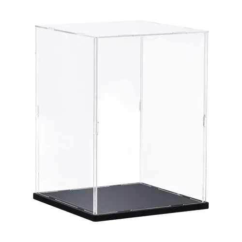 MECCANIXITY Caja de acrílico transparente, caja transparente para ensamblar, escaparate a prueba de polvo de 9.8 x 9.8 x 15.7 pulgadas para
