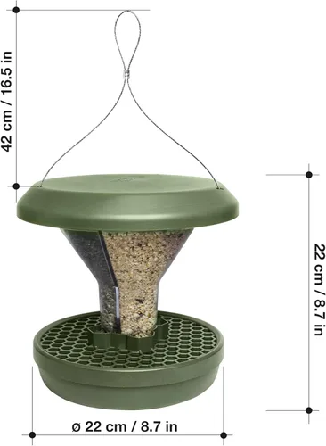Miniatura 8 de SWISSINNO Comedero para pájaros – Comedero colgante para pájaros sin desorden para exteriores – Smart Birds Davos a prueba de derrames, cardenales