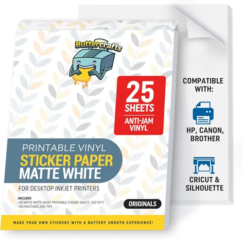 Miniatura 11 de Papel adhesivo de vinilo transparente imprimible, impermeable, 25 hojas de 8.5 x 11 pulgadas, impresora de inyección de tinta (no Epson), papel Claro