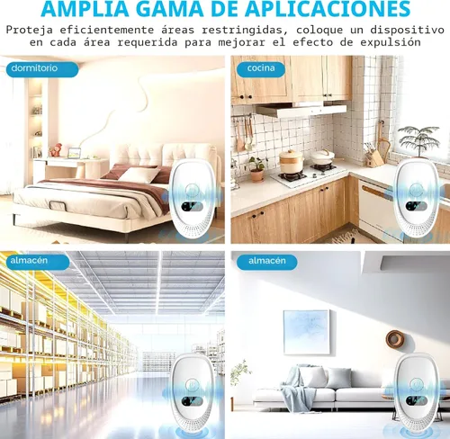 Miniatura 6 de Repelente ultrasónico de plagas, paquete de 6 – Repelente electrónico de plagas con 3 modos – Repelente ultrasónico de roedores e insectos