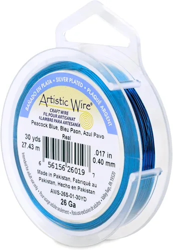 Miniatura 65 de Artistic Wire, alambre para manualidades de calibre 22 bañado en plata, resistente a las manchas, color cobre, blanco, 9,1 m