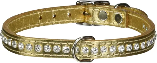 Miniatura 85 de Collar de perro de cuero y cristales de OmniPet Signature, cuero de grano de violeta africana de avestruz, se ajusta a un tamaño de cuello de 6"-8
