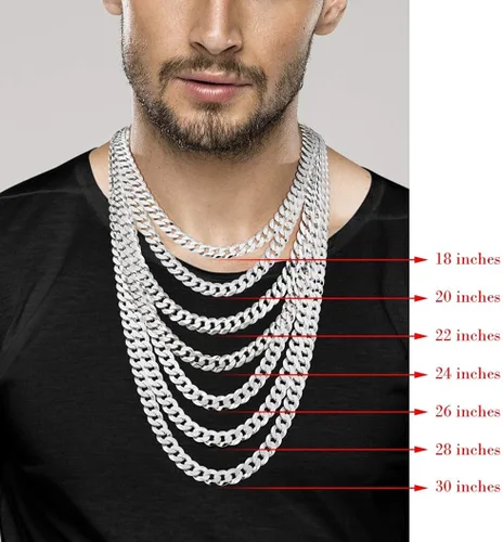 Miniatura 5 de Miabella Solid 925 Sterling Silver Italian 9mm Solid Diamond-Cut Cuban Link Curb Chain Necklace For Men Made in Italy