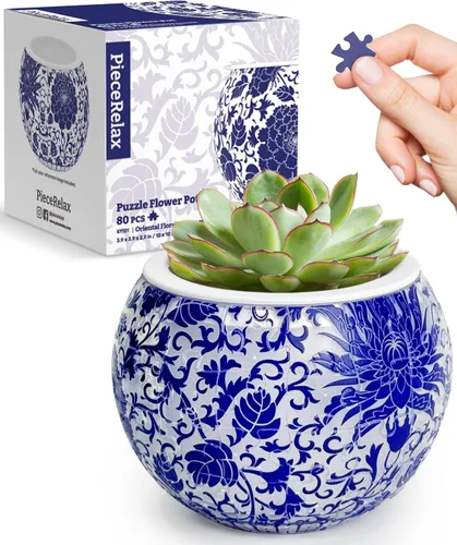 Miniatura 13 de PieceRelax Rompecabezas 3D Maceta 80 Piezas - Abundancia de Otoño, Macetas de Flores de Decoración del Hogar para Cactus de Interior, Macetas