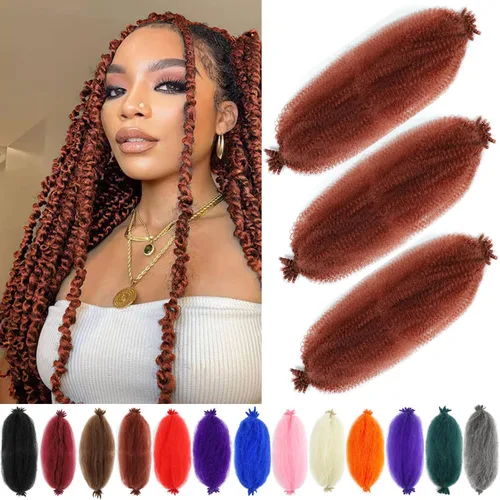 Miniatura 2 de Cabello afro trenzado elástico de 24 pulgadas 3 paquetes Cabello afro trenzado elástico Cabello afro para trenzado en crochet (24 pulgadas