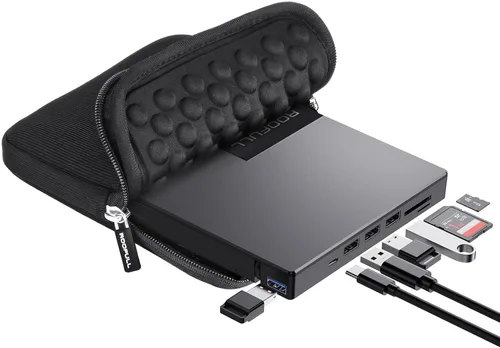 Miniatura 14 de ROOFULL Unidad externa de CD DVD USB 3.0 y USB-C con estuche de transporte, portátil USB ROM +/-RW unidad de disco óptico reproductor quemador