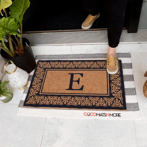 Miniatura 2 de COCO MATS 'N MORE Tapete personalizado de fibra de coco para puerta delantera, tapete de bienvenida con monograma para entrada al hogar, tapete