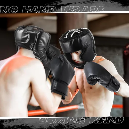 Miniatura 6 de Kanayu Juego de 14 piezas de guantes de boxeo de 16 onzas, casco para la cabeza, envolturas de mano, protectores bucales, equipo de Navidad