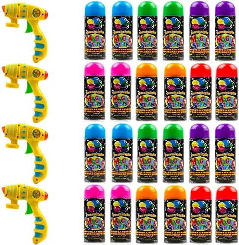Toysery Party Streamer - La mejor cuerda de pulverización para niños. Eleva tus celebraciones con diversión loca. Viene con 24 cuerdas de aerosol