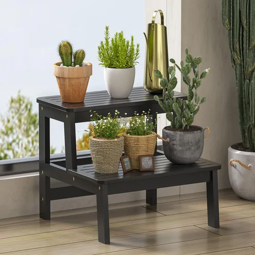 Miniatura 7 de Domax Taburetes de madera de bambú para niños, taburete para niños pequeños, para lavabo de baño, cama alta, inodoro, cocina, taburete de madera