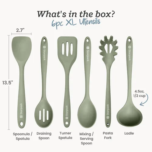 Miniatura 3 de Starpack 'Like a Boss' XL - Juego de utensilios de cocina de silicona prémium (6 piezas) de 13 pulgadas, utensilios de cocina resistentes al calor
