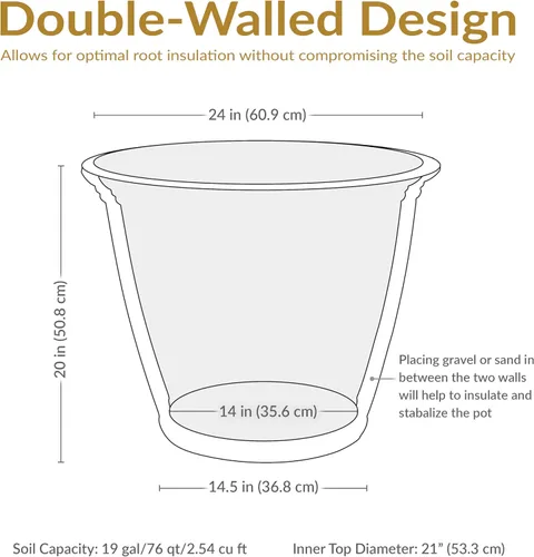 Miniatura 7 de Sunnydaze Anjelica - Maceta grande de plástico para plantas, maceta grande de plástico de doble pared para exteriores con agujeros de drenaje Óxido