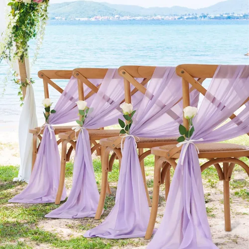 Miniatura 2 de Camino de mesa de gasa morado claro de 10 pies, paquete de 10 guirnaldas de gasa para boda, despedida de soltera, fiesta, tela transparente
