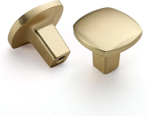 Miniatura 38 de Juego de 10 pomos de gabinete de 1 pulgada de latón antiguo para cajones de cocina - Manijas vintage retro cuadradas para tocador