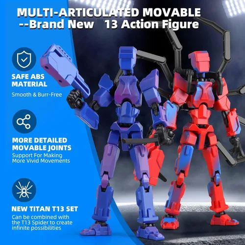 Juego de 13 figuras de acción de T-Spider (requiere montaje), figuras de acción Titan 13 con Sucker Spider13, juguetes coleccionables impresos en