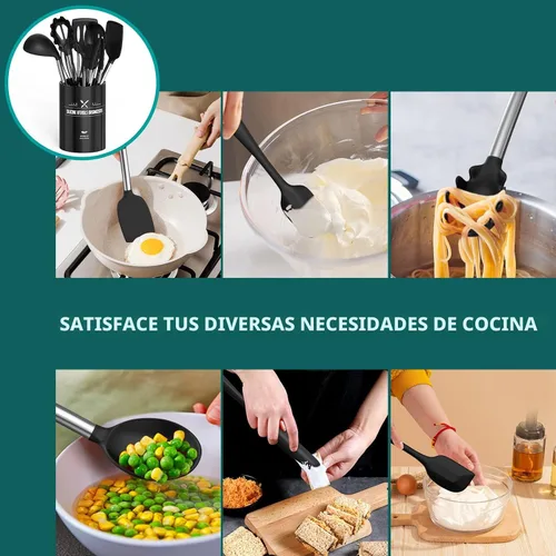 Miniatura 6 de Umite Chef - Juego de utensilios de cocina de silicona, 15 piezas, antiadherentes, los mejores utensilios de cocina de cocina con mango de acero