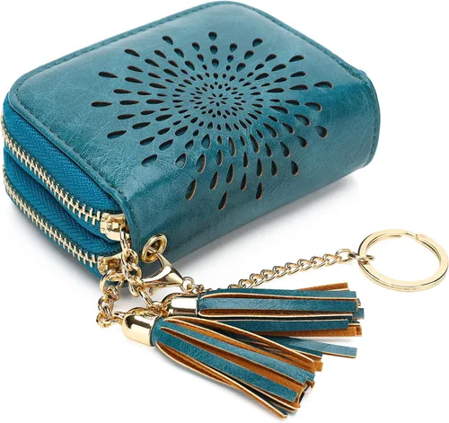 Miniatura 28 de APHISON RFID - Porta tarjeta de crédito con llavero, cartera pequeña con cremallera para mujer, Moderno