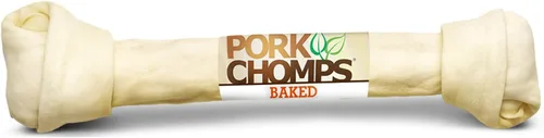 Miniatura 11 de Pork Chomps Masticable para perros de piel de cerdo al horno, nudo de 11 pulgadas, 1 unidad