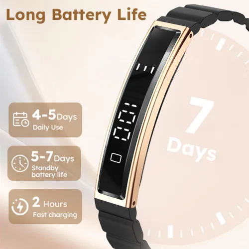 Miniatura 9 de Pulsera inteligente de fitness, monitor de ritmo cardíaco, monitor de actividad del sueño, contador de pasos, calorías, podómetro, impermeable, Negro