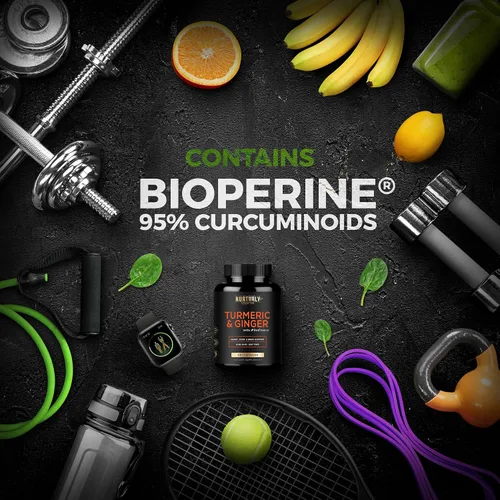 Miniatura 5 de Curcumina de cúrcuma con bioperina y jengibre, pimienta negra y 95% curcuminoides, suplementos de cúrcuma de alta absorción para la salud del hogar