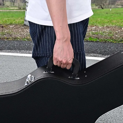 Miniatura 8 de ZeHuoGe Estuche de carcasa dura de madera con cerradura para guitarra acústica Dreadnought de 41" con superficie PU (para guitarra acústica)