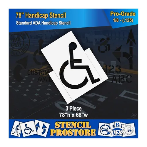 Plantilla de estacionamiento – Plantilla ADA para discapacitados de 78 pulgadas (6 pulgadas de trazo) – 3 plantillas – 78 x 68 x 1/8 pulgadas (128