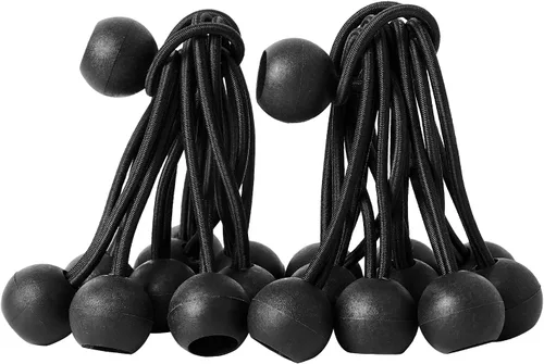 Miniatura 3 de Paquete de 16 cuerdas elásticas de bolas elásticas, color negro, resistentes, de 4 pulgadas, correas elásticas de lona, resistentes a la intemperie