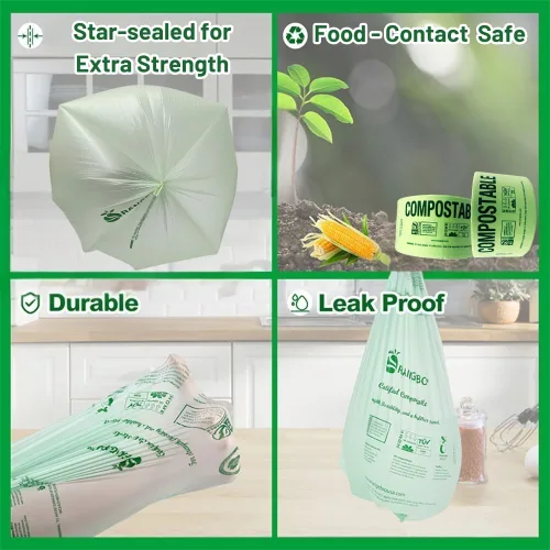 Miniatura 2 de OrangeBio Bolsas Compostables Certificadas para Productos del Hogar, 250 Unidades, 14 x 18 Pulgadas, Soportan hasta 14 Libras, ASTM D6400, EN 13432
