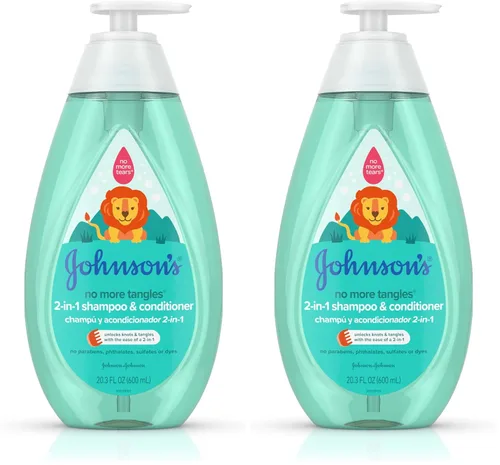 Champú y acondicionador 2 en 1 de Johnson's, 20.3 fl. oz | Fórmula desenredante | Para niños | Sin lágrimas | Hipoalergénico