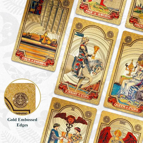 Miniatura 8 de KIINO - Baraja de 78 cartas de tarot con libro guía, diseño de lámina dorada, baraja de tarot para principiantes y jugadores profesionales con caja