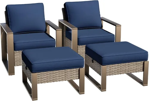 Miniatura 49 de Sofá de Mimbre Metálico para Patio de 75", Sofá Sillón de Ratán para Exteriores de 3 Asientos para Todo Tipo de Clima con Cojines Premium