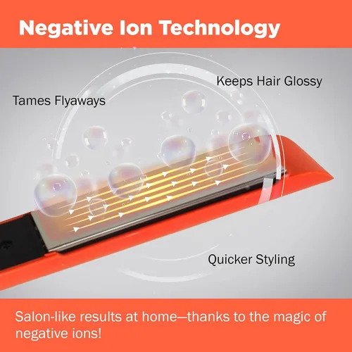 Miniatura 3 de Evalectric Plancha plana de titanio profesional – Plancha de pelo de titanio de 1.25 pulgadas con placas flotantes – Tecnología de iones negativos